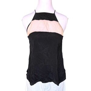 Cami NYC Silk Cami High Neck Top Black Cream Contrast Minimalist Size M